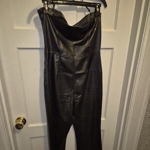 Black Faux Leather Jumpsuit